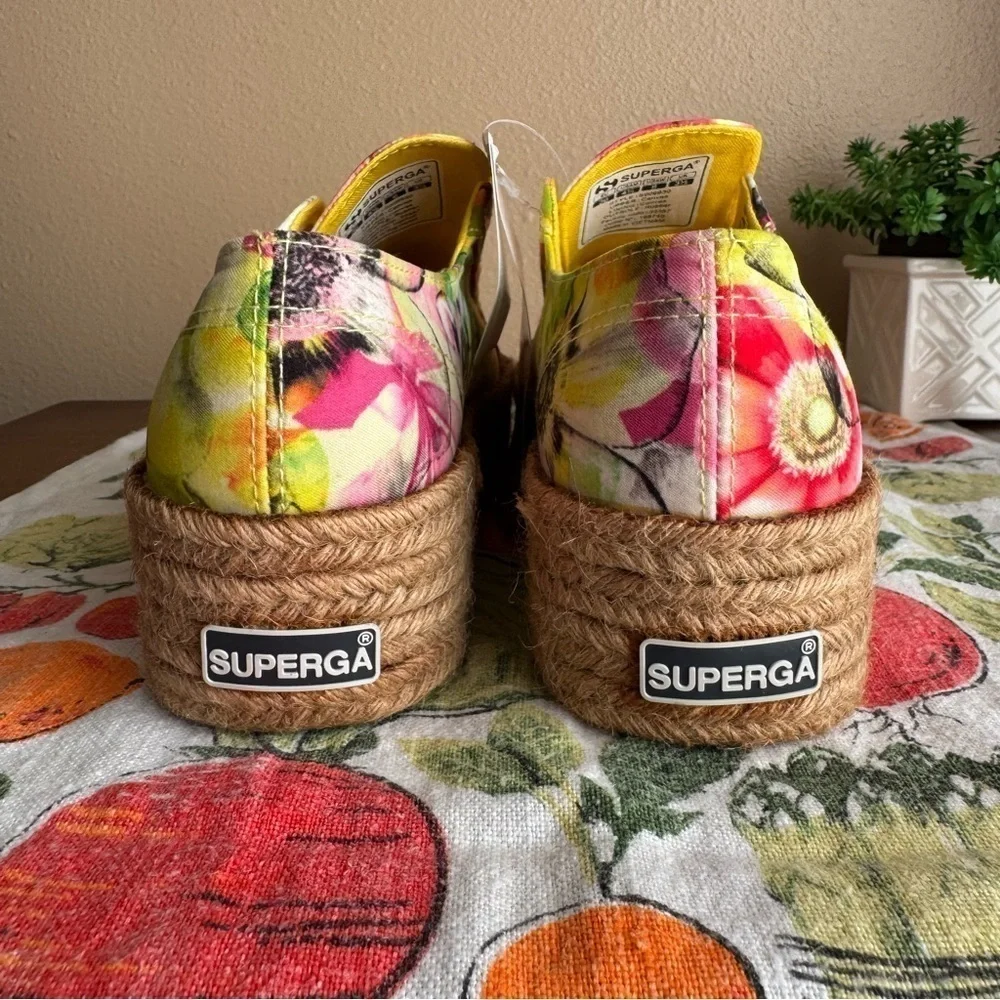 Superga NWT floral platform espadrille shoes size 36